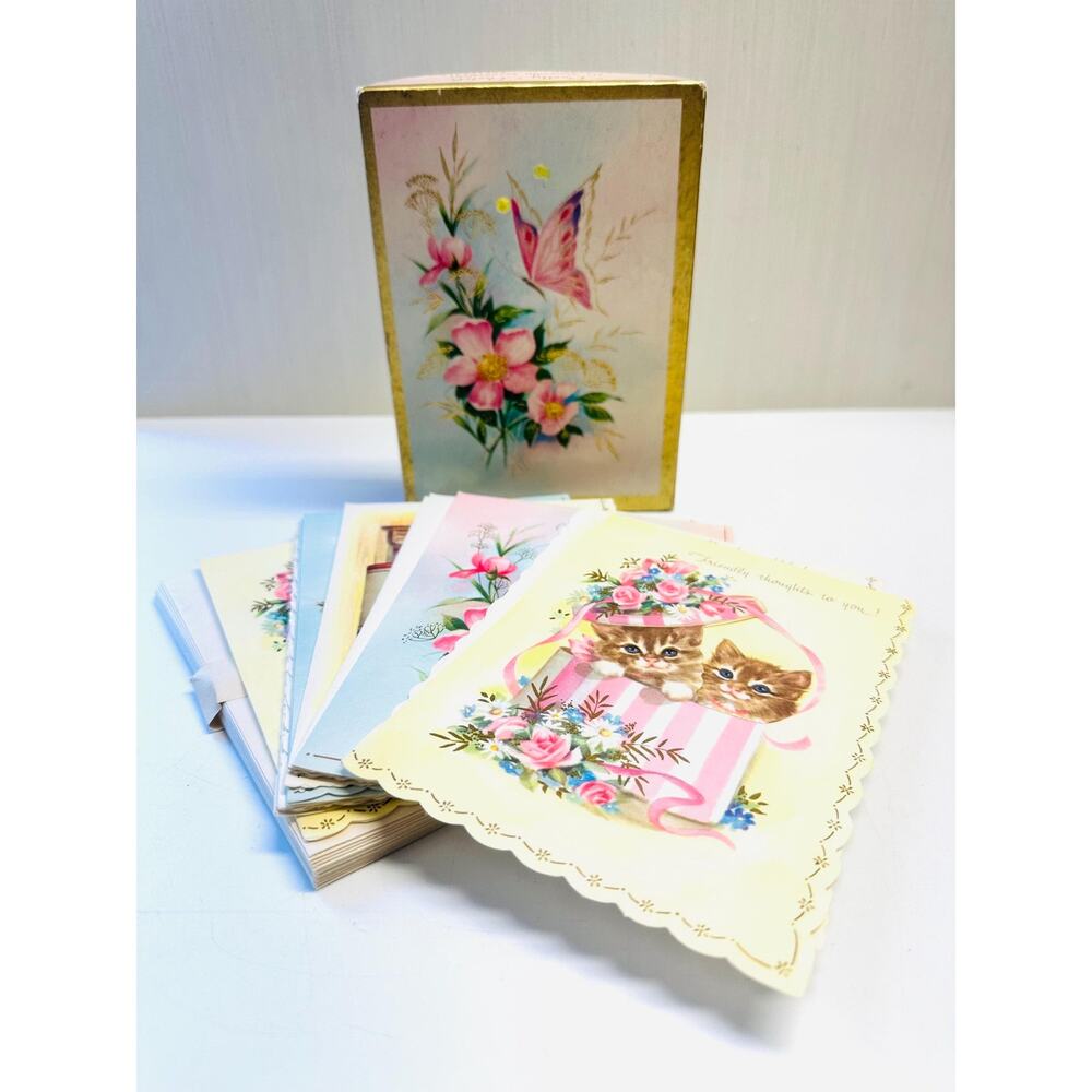 Vintage All Occasion Greeting Cards Pretty Pastels 14 Cards Envelopes Total